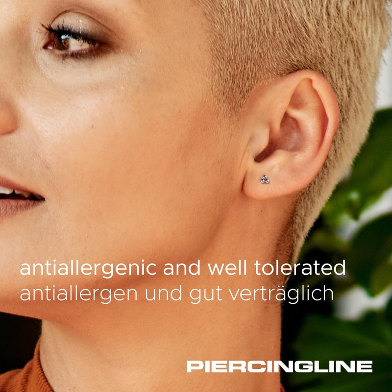 PIERCINGLINE Titanium Labret Stud Internal Thread | 3 Balls |