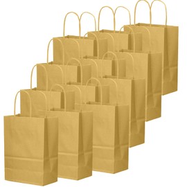 qiqee 100-Packs Brown Paper Gift Bags with Handles Bulk 8.26"×6"×3.15" Small Size Gift Bags Multiple Uses