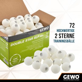 GEWO Double Star SLP Table Tennis Balls - 2 Stars Table Tennis Ball Made of Plastic 40+ without Seam - Professional Training Balls - 72 High-Quality Table Tennis Balls White, 40 + mm Diameter