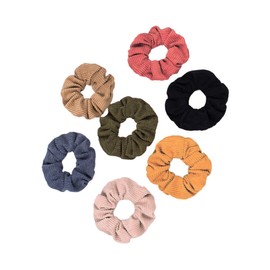 PACKOVE 7Pcs Flannel Hair Ties Stretch Hair Rings for Women Elastic Ponytail Holders Black Yellow Orange Light Coffee Blue Grey and Pink Stylish Hair Accessories
