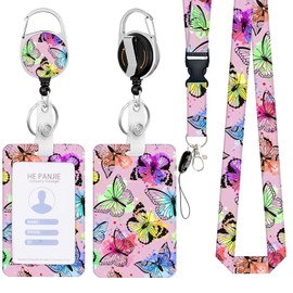 Retractable ID Card Holder ID Card Holder with Strap Girls Lanyard with Card Case with Strap Retractable Key Chain for Teachers Nurse Doctor School Office Supplies