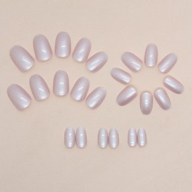 Short Press on Nails Almond Shape Fake Nails Pink False Nails Aurora Acrylic Nails Cute Artificial Nails Glossy Short Glue on Nails Full Cover Stick on Nails for Women Girls Manicure Decoration 24Pcs