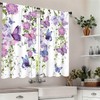 Famiffty Purple Butterfly Kitchen Curtains Rod Pocket Farmhouse Floral Lavender
