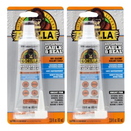 Gorilla Waterproof Caulk & Seal [100% Silicone]: 2.8 oz. tube (Clear) [2-pack]