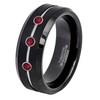0.21ct Ruby 3-Stone Tungsten Ring - July Birthstone - 8MM