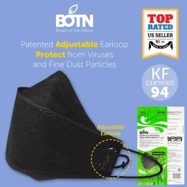 Tia BOTN 10 Pack KF94 BLACK Protective Face Mask Adult Made in Korea KFDA Approved BOTN