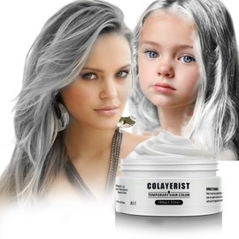 COLAYERIST White Hair Color Wax, Temporary Washable Hair Dye for Kids, Hair Makeup Paint for Parties or Cosplay, Hair Coloring Products (White)