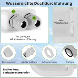Offgridtec© Roof Guide 2-Way White for Cable Outer Diameter 3-12 mm for Motorhome Caravan Boat Solar Cable Grommet ABS