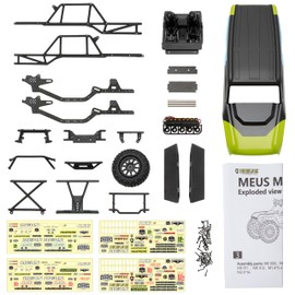 MEUS RACING MEUS RACING MB24 SCX24 Body 5.2in 132MM Body Shell ABS+Nylon Carbon Fiber Chassis for 1/24 Axial SCX24 Bronco JLU B-17 C10(Green)
