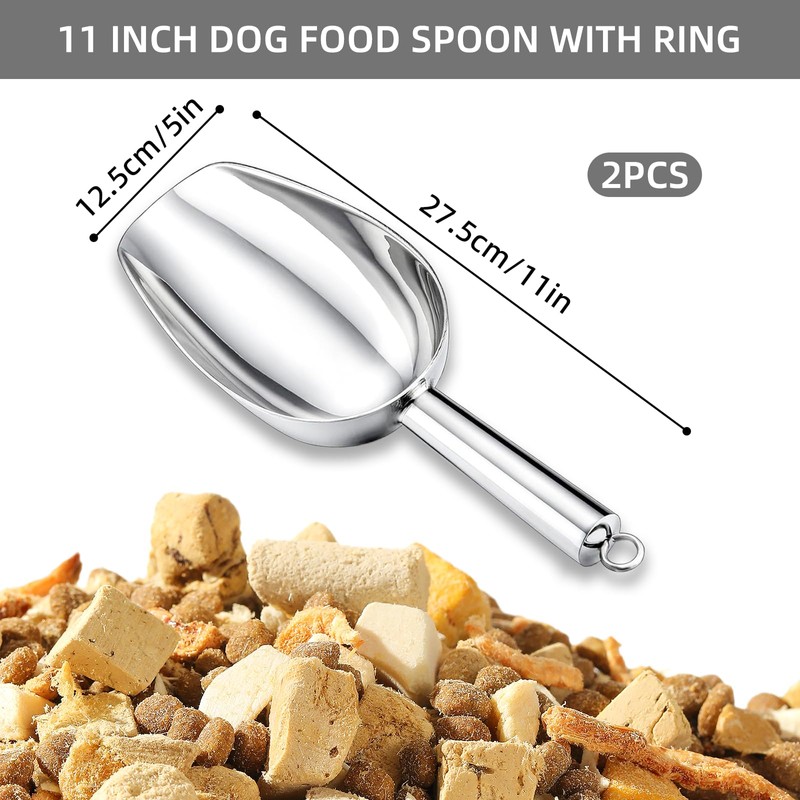 2 Pack Metal Dog Food Scoop 18 Oz With Loop,