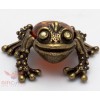 Russian Solid Brass Amber Figurine Feng Shui Frog Toad Totem