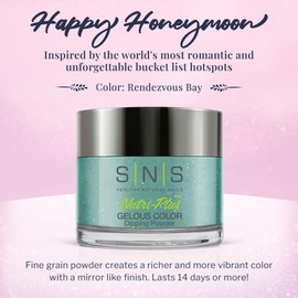 SNS Healthy Natural Nails SNS Nail Dip Powder, Gelous Color Dipping Powder - Rendezvous Bay (Turquoise/Teal, Cream) - Long-Lasting Dip Nail Color Dip Nail Color Lasts 14 Days - Low Odor & No UV Lamp Needed - 1.5 Oz