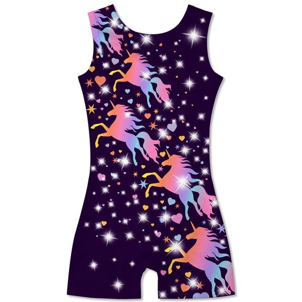 uideazone Gymnastics Outfits for Girls Quick Dry Unicorn Pattern Athletic