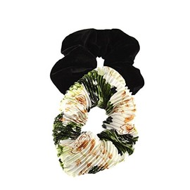 Zac's Alter Ego Set of 2 Hair Scrunchies - Crinkled Paisley Print and Velvet