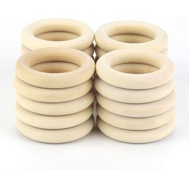 Wooden Ring, Diameter 68 mm Wooden Rings Jewellery, Pack of 5 Unfinished Smooth Wooden Hoop, Curtain Rings for Curtains, Curtain Rings, Wooden Rings
