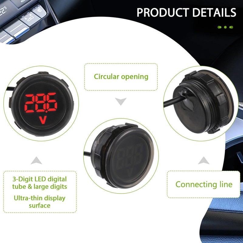 EPLZON 6 Pieces Digital Voltmeter DC 4-100V, 2 Wires 3-Digit