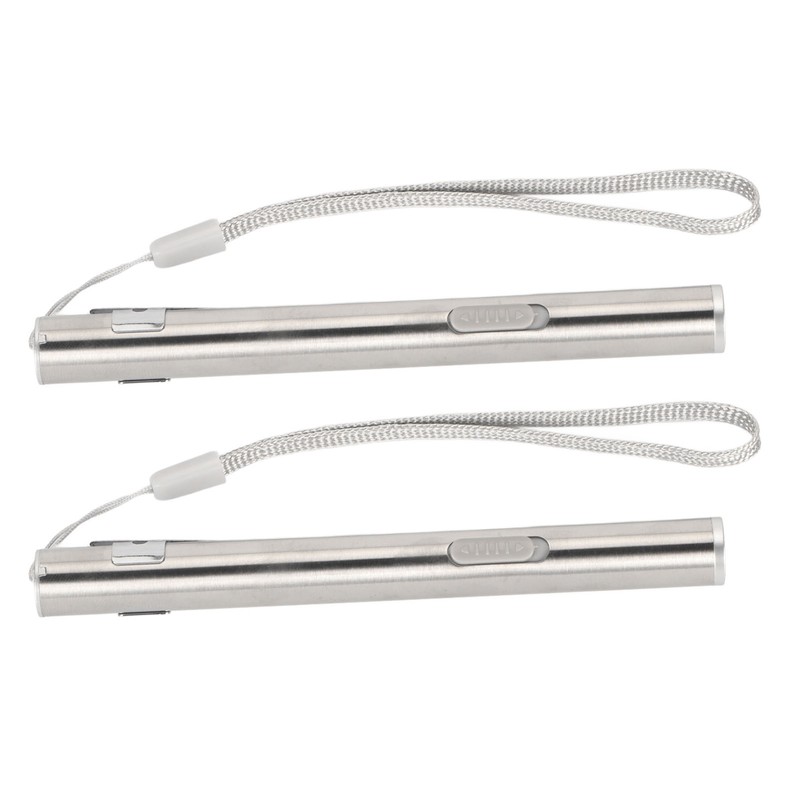 2Pcs Mini Flashlight Pocket Clip Stainless Steel ABS Rechargeable 600mAh