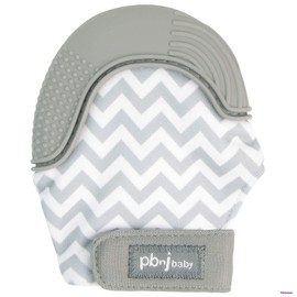 PBnJ baby Silicone Infant Teething Mitten Teether Glove Mitt Toy - Gray Chevron