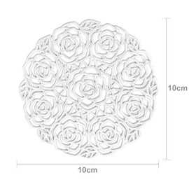 ASFINS Set of 6 Rose Coasters, Hollowed-Out Round Coasters Non-Slip Drinks Coasters Novelty Cup Coaster, for Home and Kitchen Resistant Use, Hollowed-Out, Metallic Round (Silver, Style L, 10cm)