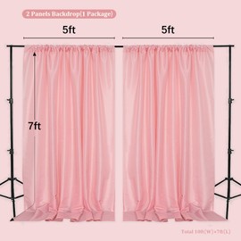 Alsoo Pink Backdrop for Parties Rod Pocket Pink Curtains Photography Privacy Fabric Backdrop Drapes for Birthday Party Wedding Baby Shower Home Decor, 5ft x 7ft, 2 Panels