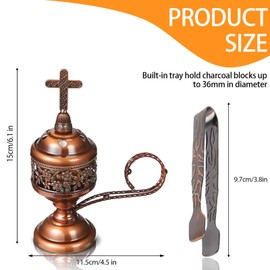 Quemador de incienso de cobre con pinza, soporte de incienso de carbón de incienso para aromaterapia, yoga, spa, decoración del hogar y uso de la iglesia, soporte compacto y duradero para Bakhoor