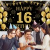 SMENGGIL Black Gold Happy 16th Birthday Backdrop Banner 16th Photography