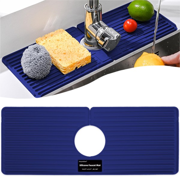 Amyandone Faucet Mat for Kitchen Sink, Silicone Faucet Handle Drip