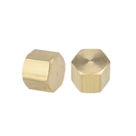 sourcing map Brass Cap PT1/8 Female Pipe Fitting Hexagonal Compression Shut-Off Valve Connection 11 x 11 mm Pack of 10