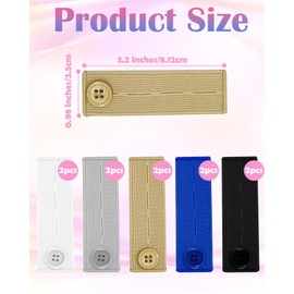 10Pcs Button Extenders for Jeans,Waistband Extenders for Women Men Pants Elastic Band Pants Button Extender Adjustable Waistband Extenders No Sew Jeans Waist Extension(5 Colors)