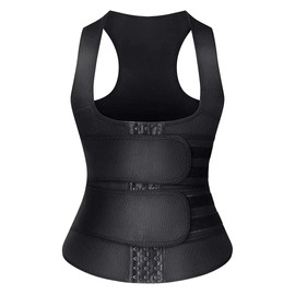 HOPLYNN Neoprene Sauna Sweat Waist Trainer Corset Trimmer Vest for Women, Waist Cincher Body Shaper Black Medium 02