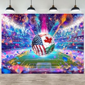 Fondo para fotografía de la Copa Mundial de Fútbol 2026, trofeo de fútbol, partido temático, decoración de fiesta, pancarta de campo, estadio, celebra
