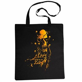 'Shoulder bag "Biker – Rocker – Gothic Vintage – Skull Ghost Chopper Custom Bike – Ghostwriter – Mc Biker Club Shopping Bag School Bag Gym Bag in Black