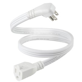 White Flat Wall Plug Extension Cord 2FT- Heavy Duty 3Prong Grounded Low Profile Major Appliance Extension Cord, SPT-3 14AWG Wire Flat Head Male to Female Extender for Air Conditioner, Refrigerator