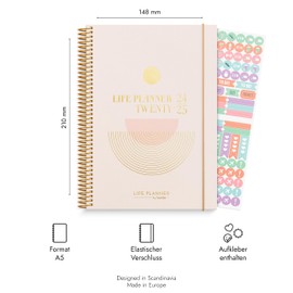 Burde Calendar 2024/2025 Life Planner Pink Jul 29 2024 to Aug 24 2025 in German Pink Weekly Planner 21.5 x 16 cm with Stickers