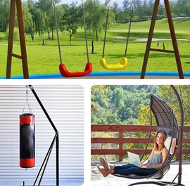 WAREMAID Swing Swivel, Stainless Steel Swivel Ring Double Ended Swivel Eye Hook with 2 Snap Hooks for Web Tree Swing, Swing Spinner Hanger, Heavy Bag, Aerial Silks Swivel, 500kg