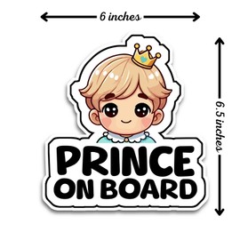 Baby on Board Signs for Car, 6.5 x 6 Prince on Board, Waterproof and UV-Resistant Baby on Board Sticker, Durable Baby Sign for Safety Awareness, Easy to Apply for Window or Bumper