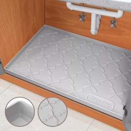 SIKADEER Under Sink Mat for Kitchen Waterproof, 34" x 22" Silicone Under Sink Liner, U...