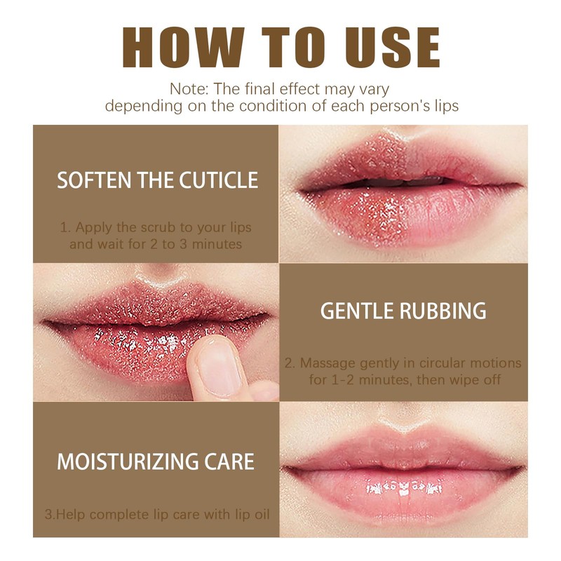 Moisturizing Lip Exfoliator and Lightening Scrub - Removes Dead Skin,