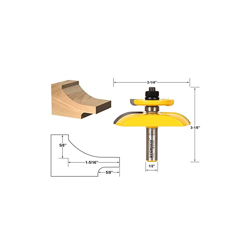 YONICO Router Bits Raised Panel with Back Cutter 3-1/4-Inch Cove