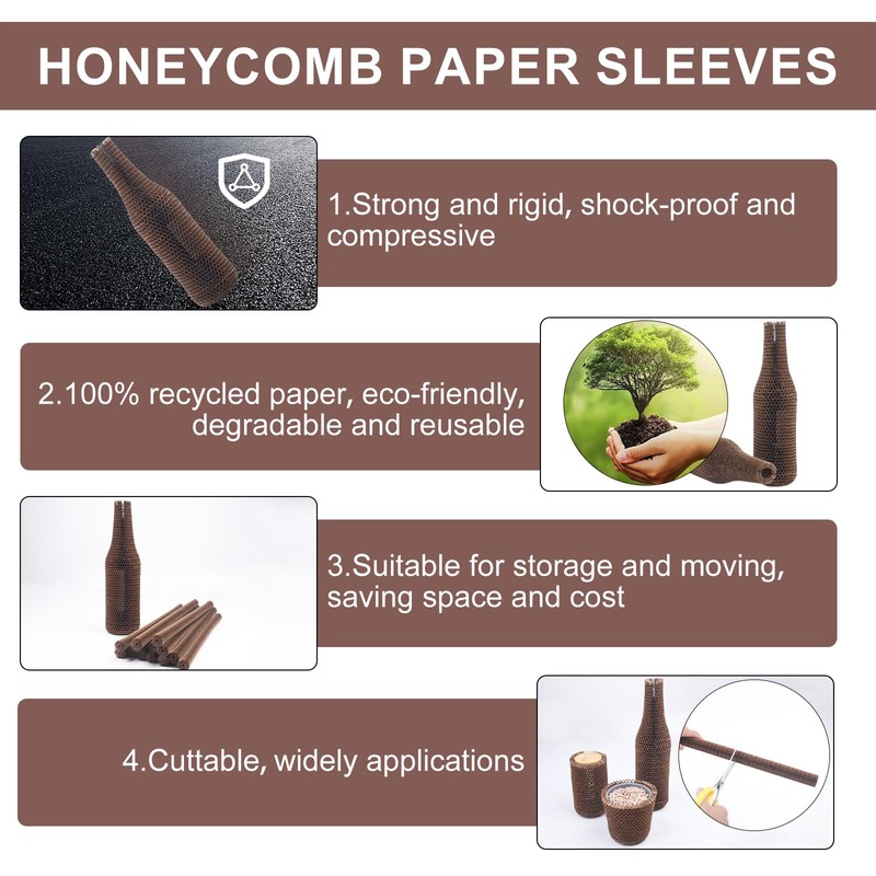 Wine Bottle Protector Sleeves by Honeycomb Paper,16 Set Reusable Glass