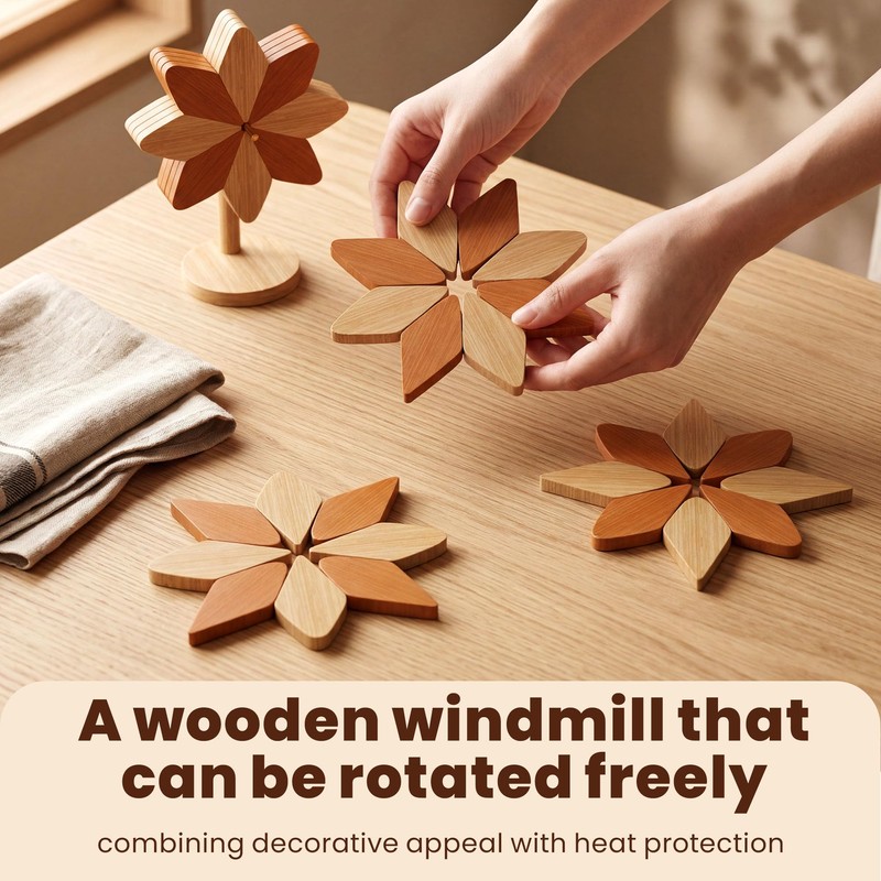 ZHMUZ Windmill Design Trivets for Kitchen Worktops 23cm(6 Inches) Diameter