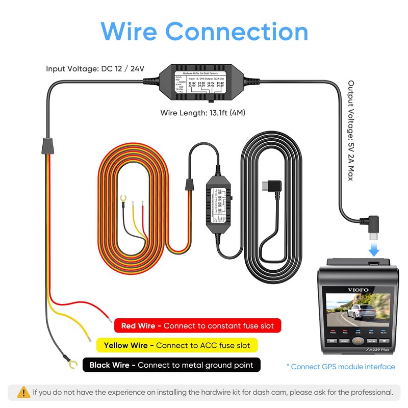 VIOFO HK4 Hardwire Kit with 8pcs Full Set Circuit Fuse