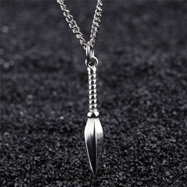 PAMTIER Men Stainless Steel Spear Point Arrowhead Spearhead Pendant Necklace Polished Silver with Chain