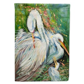Caroline's Treasures JMK1139GF White Egret in The Rain Garden Flag Mailbox Flag Decorative Yard Flag Banner Outside Patio Artwork Yard Flower Beds, Garden Size, Multicolor