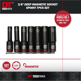 DT Auto Tools 3/8" Deep Magnetic Socket Set, 6-Point, 7-14mm, 7 Pieces