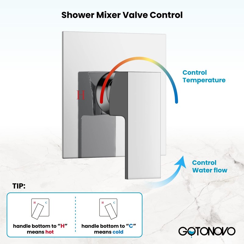 gotonovo 10 Inch Rain Shower Head System Polish Chrome Shower
