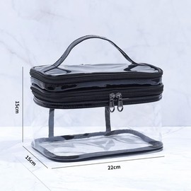 FLORPERRY Transparent Makeup Pouch, Double Layer, Cosmetic Storage Box, Makeup Tools, Cosmetics Holder, Makeup Bag, Multi-functional, Makeup Bag, Waterproof, Vanity Pouch, Lightweight, Toiletry Bag,