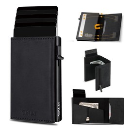SINUM Geldbörse – Magnetverschluss – Kreditkartenetui mit Geldbörse – RFID-Schutz gegen Zyklen – italienische Marke, Schwarz , Slim, Modern