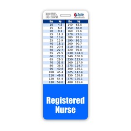 Registered Nurse Badge Buddy Vertical w/Height & Weight Conversion Charts (Oversized, Blue)
