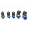 Shut-off valve with 12 mm plug-in connector, pneumatic connector, push